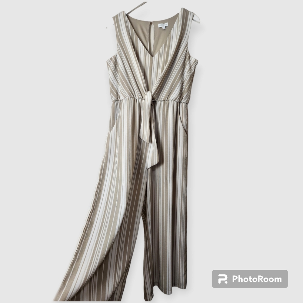 Luxology Tie Front Striped Jumpsuit size M